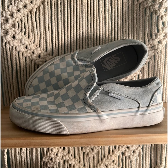 Light blue and white checkered vans women’s size 5.5 - Picture 5 of 10